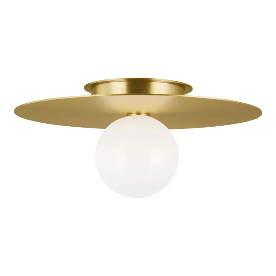 Nodes One Light Flush Mount in Burnished Brass