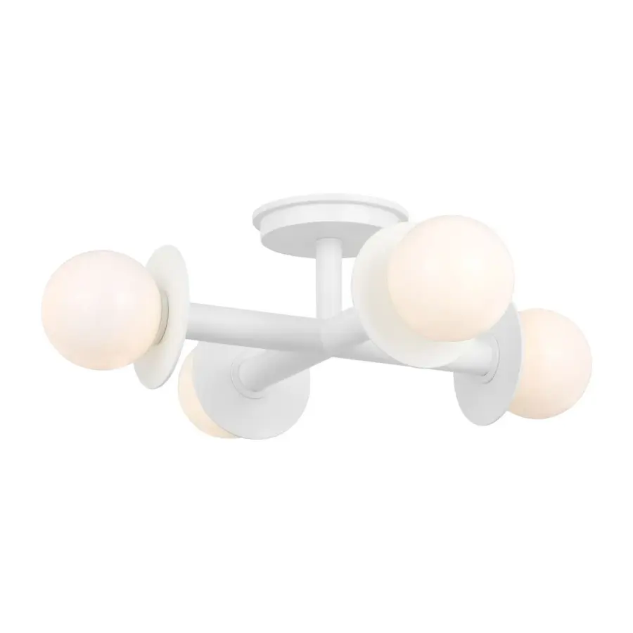 Nodes Four Light Semi-Flush Mount in Matte White