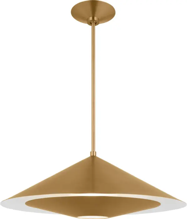 The Echo Medium Pendant combines warm burnished brass with clean contemporary lines, creating a versatile fixture that elevates any space. Its medium scale makes it perfect for kitchen islands and dining areas. - alternate view