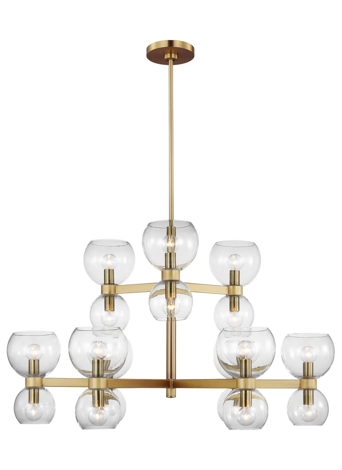 Londyn 18-Light Chandelier in Burnished Brass with Clear Glass
