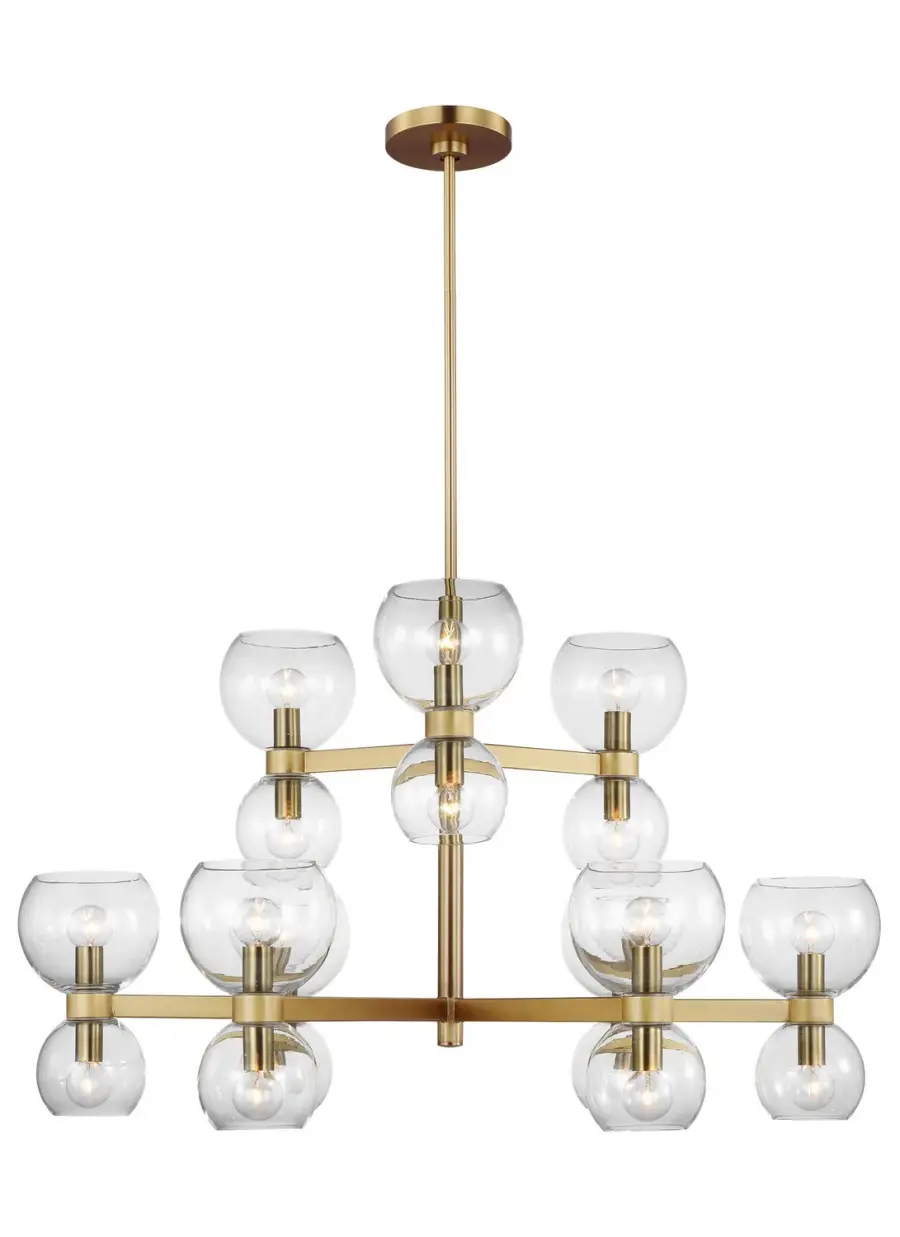 Londyn 18-Light Chandelier in Burnished Brass with Clear Glass