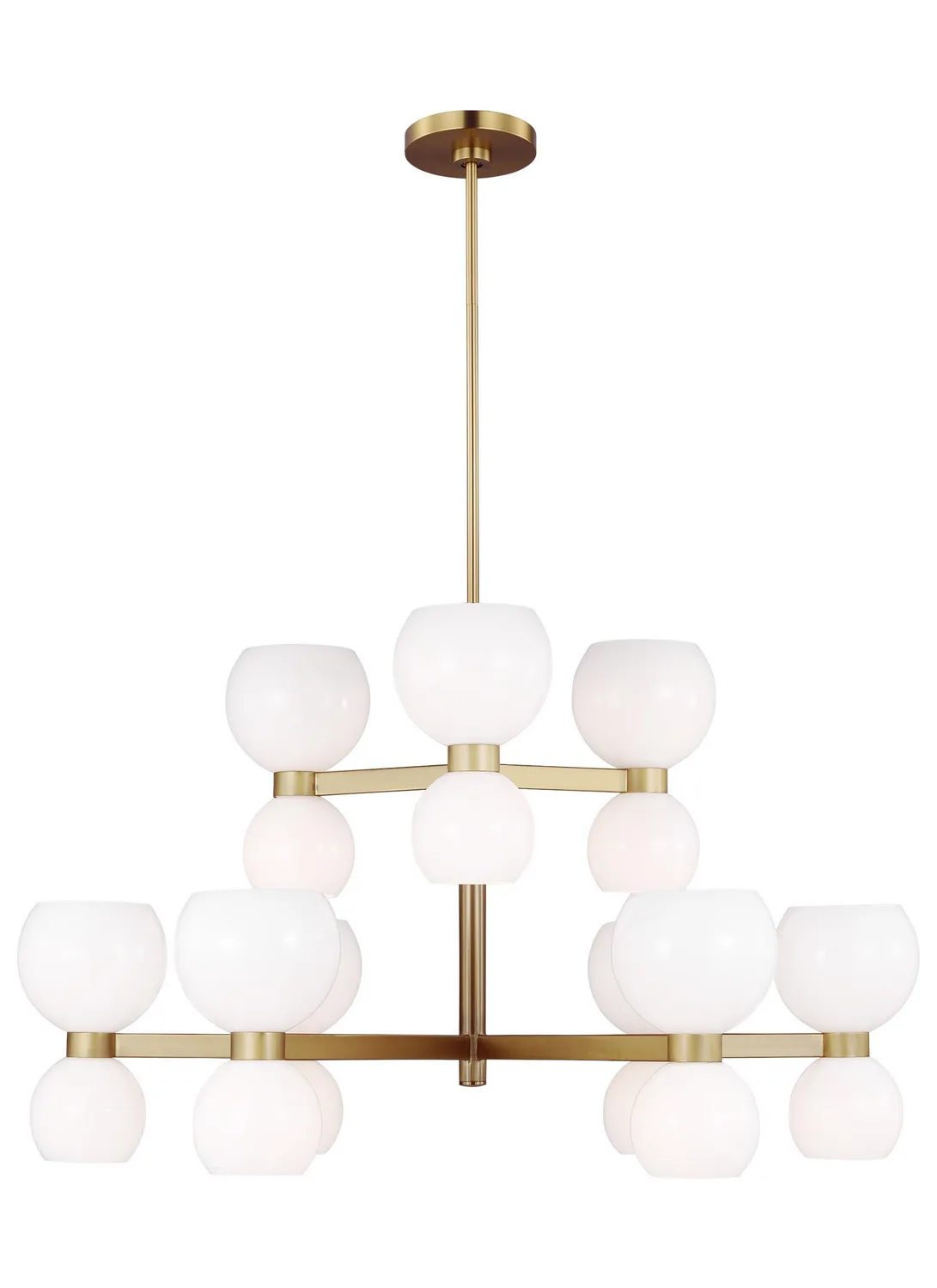 Londyn 18-Light Chandelier in Burnished Brass with Milk White Glass