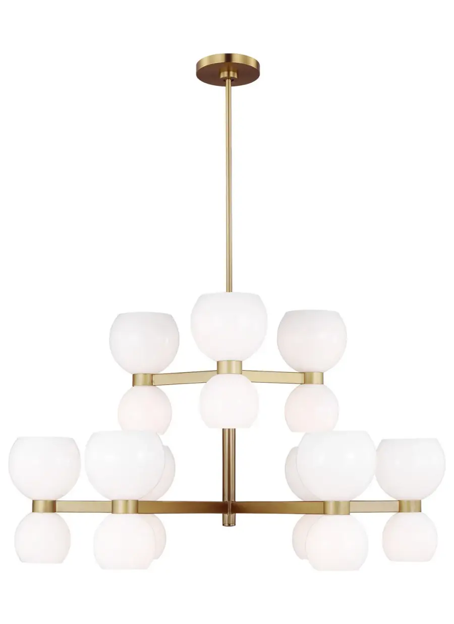 Londyn 18-Light Chandelier in Burnished Brass with Milk White Glass