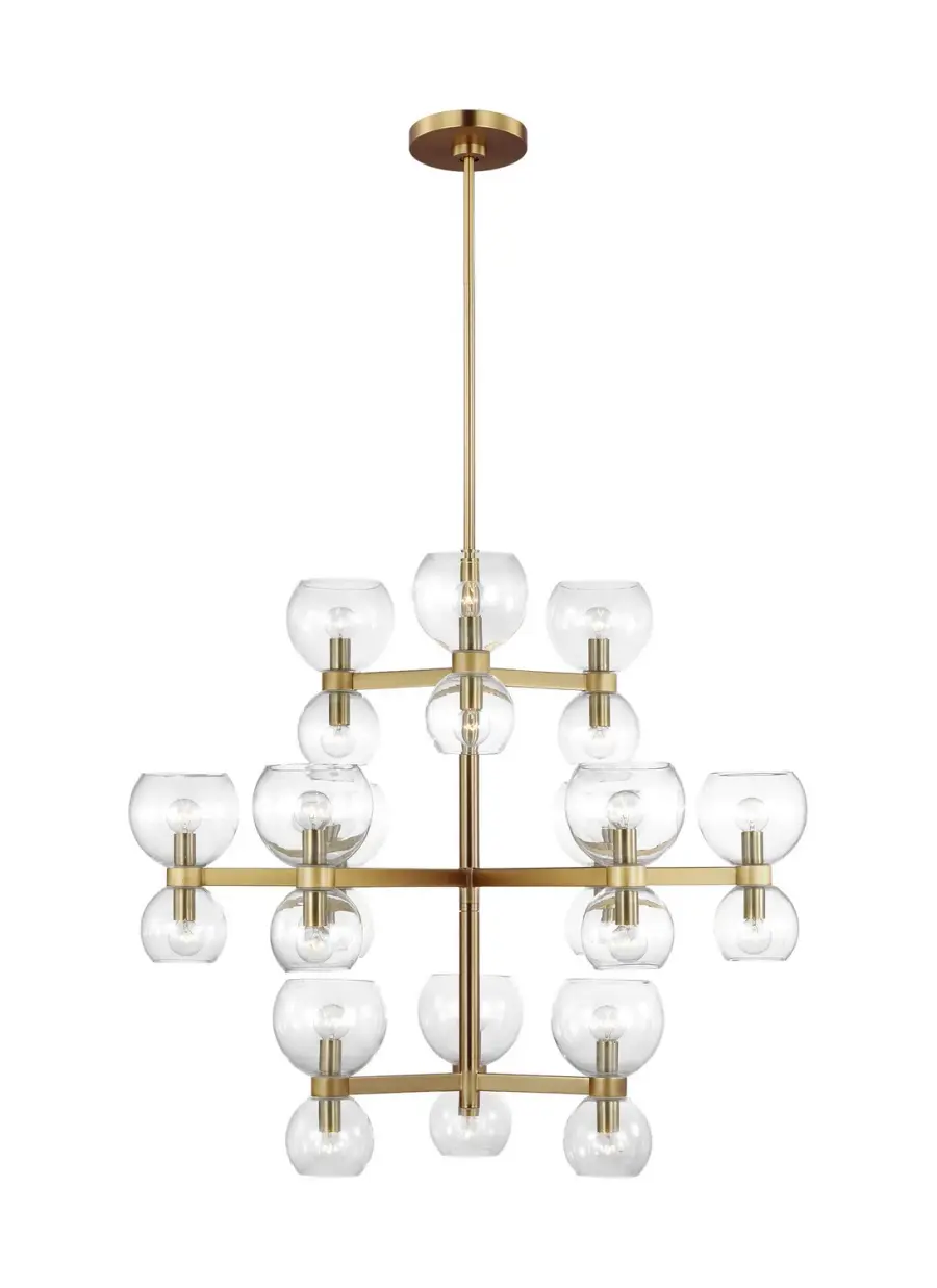 Londyn 24-Light Chandelier in Burnished Brass with Clear Glass