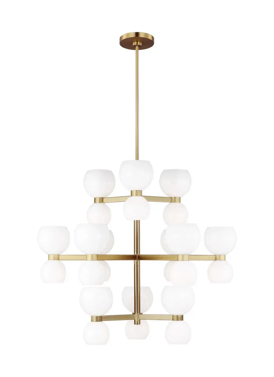 Londyn 24-Light Chandelier in Burnished Brass with Milk White Glass