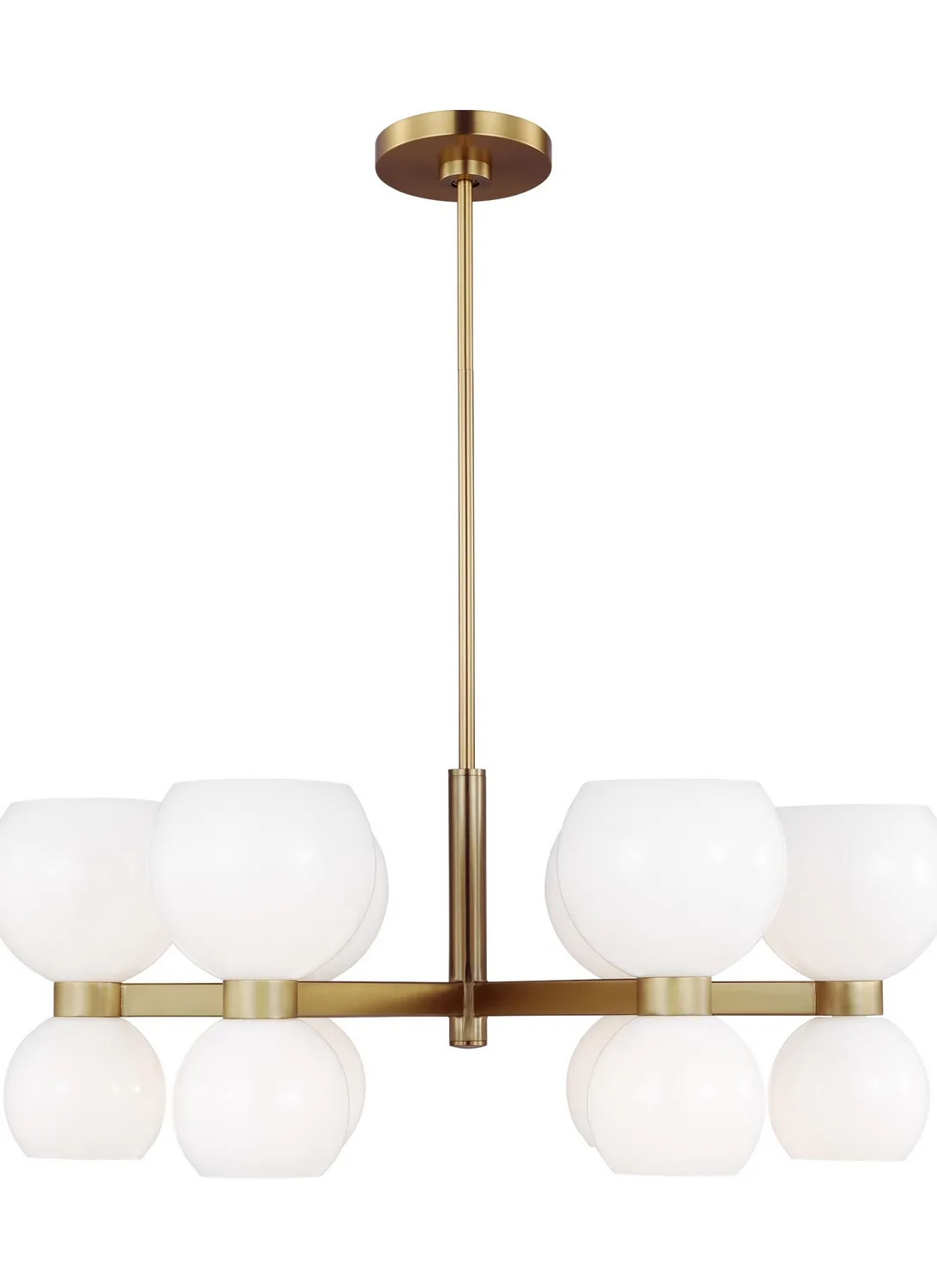 Londyn 12-Light Chandelier in Burnished Brass with Milk White Glass