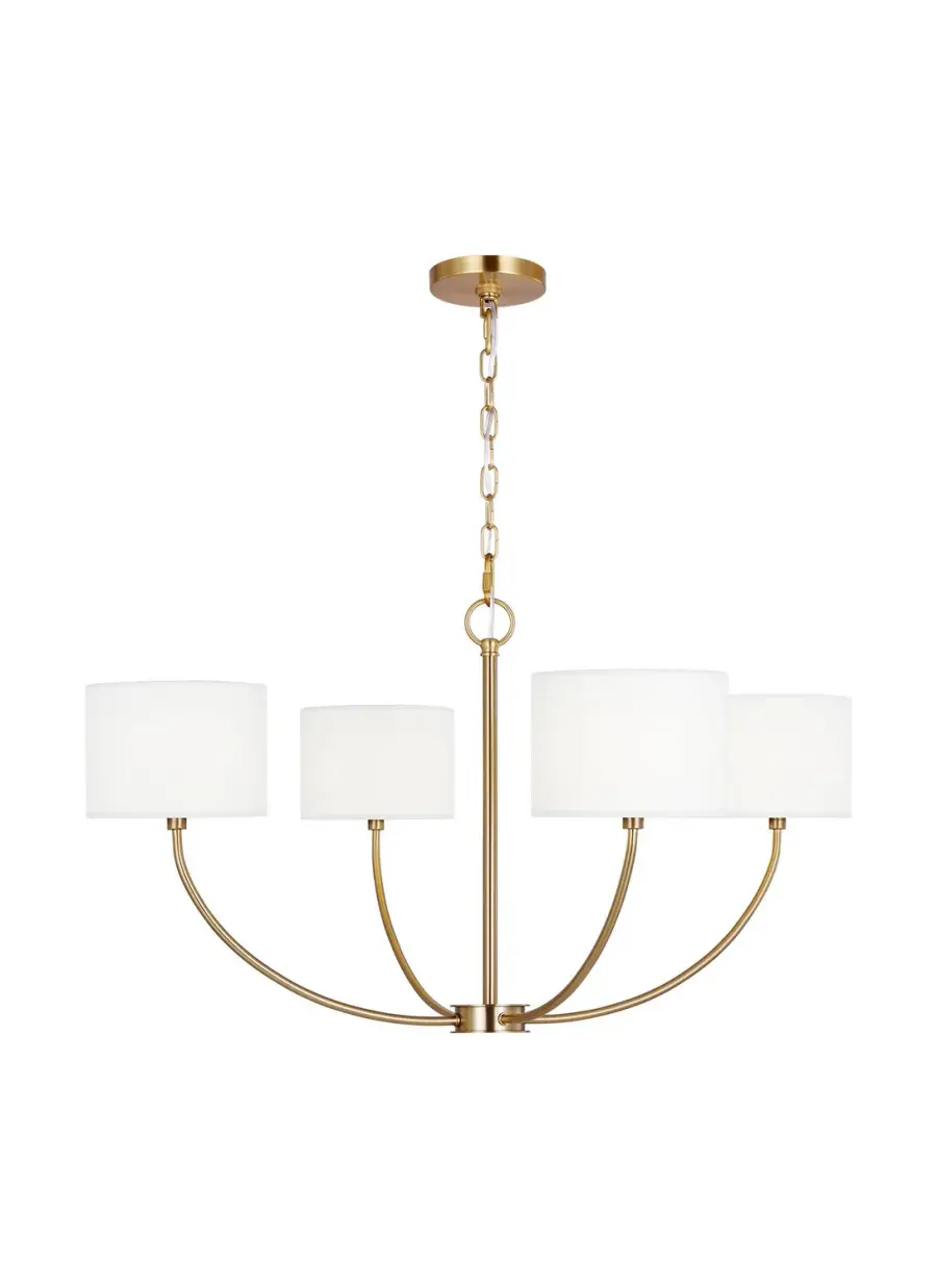 Sawyer Four Light Chandelier in Burnished Brass