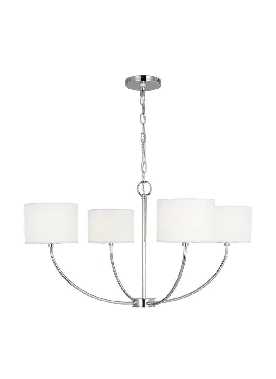 Sawyer Four Light Chandelier in Polished Nickel