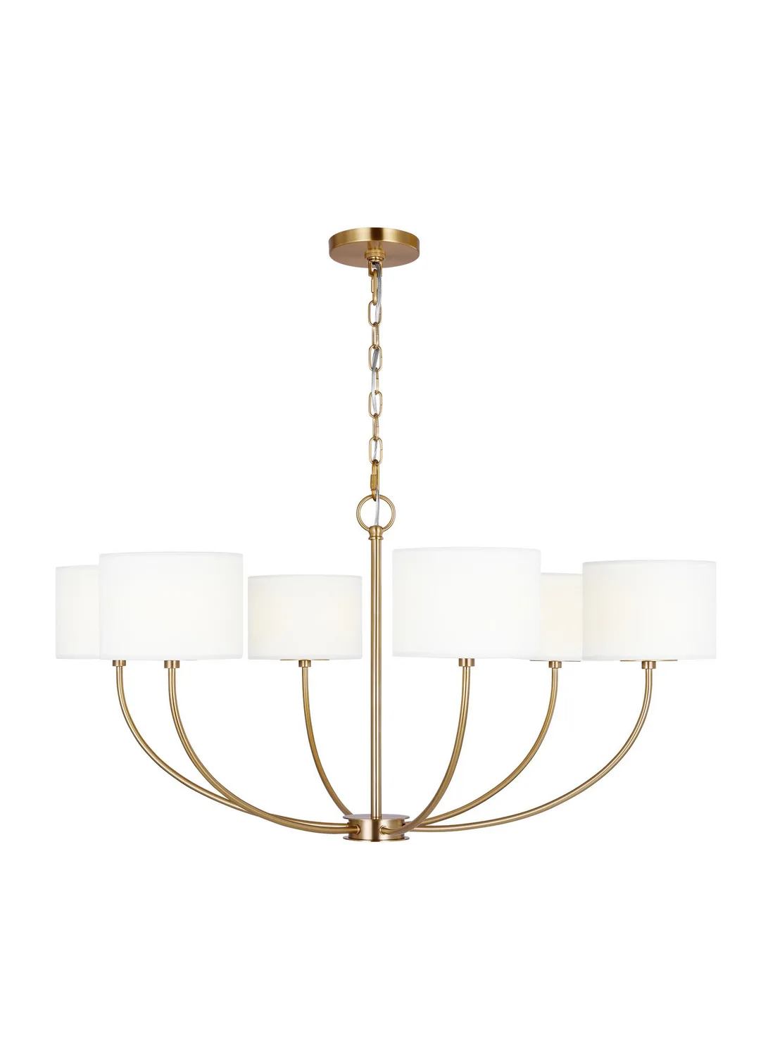 Sawyer Six Light Chandelier in Burnished Brass