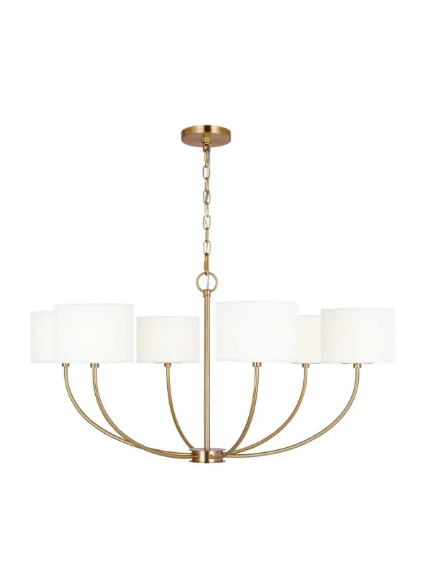 Sawyer Six Light Chandelier in Burnished Brass