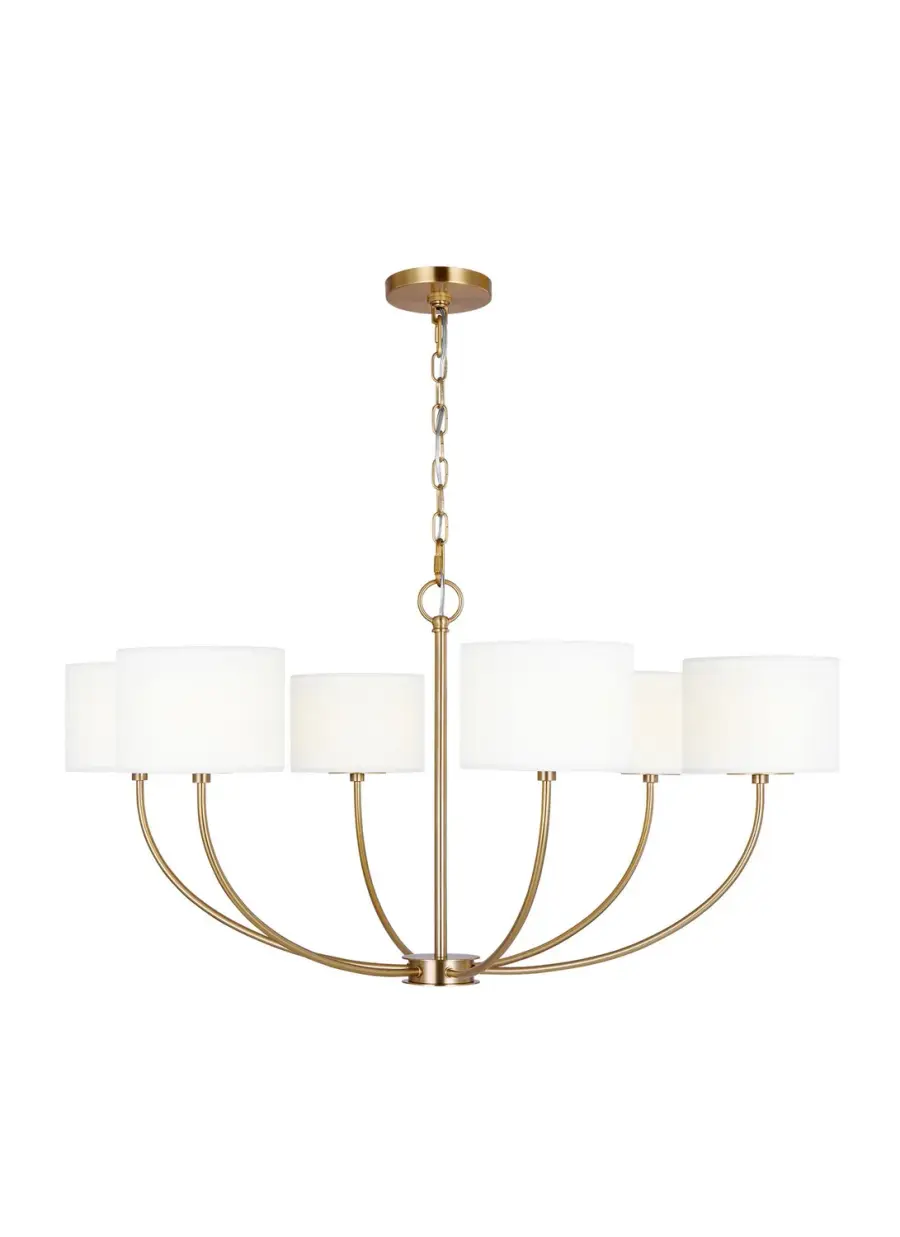 Sawyer Six Light Chandelier in Burnished Brass