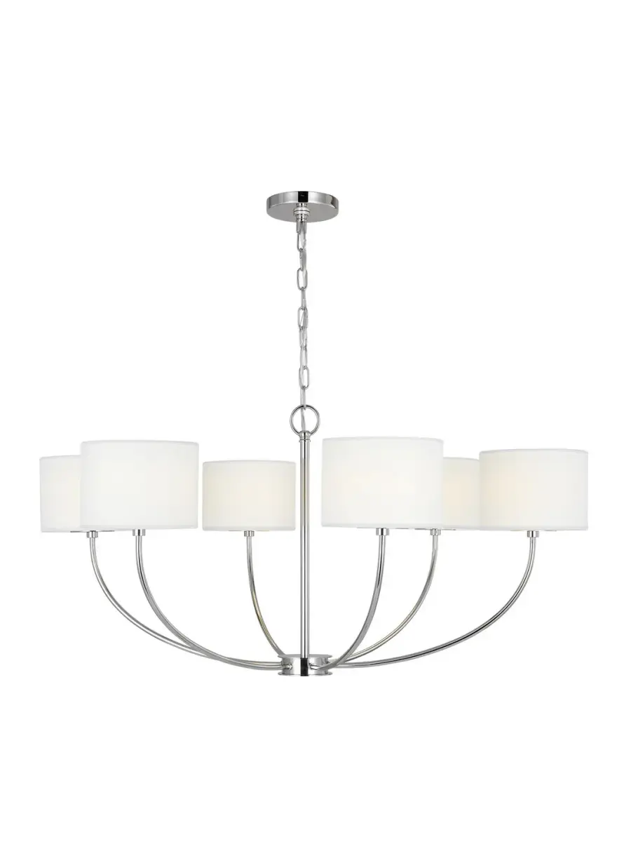 Sawyer Six Light Chandelier in Polished Nickel