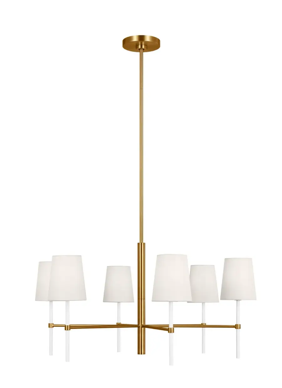 Monroe Six Light Chandelier in Burnished Brass