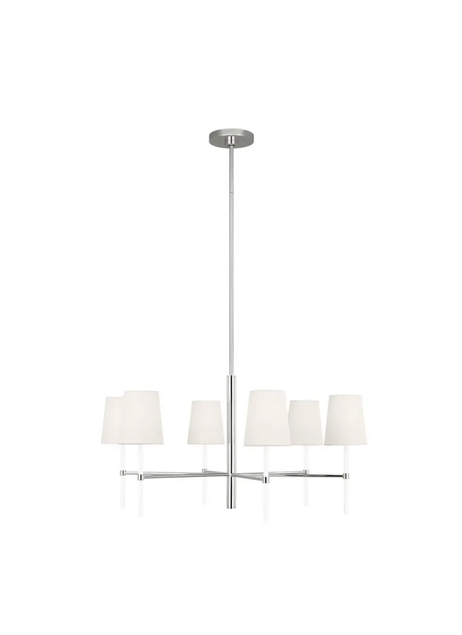 Monroe Six Light Chandelier in Polished Nickel