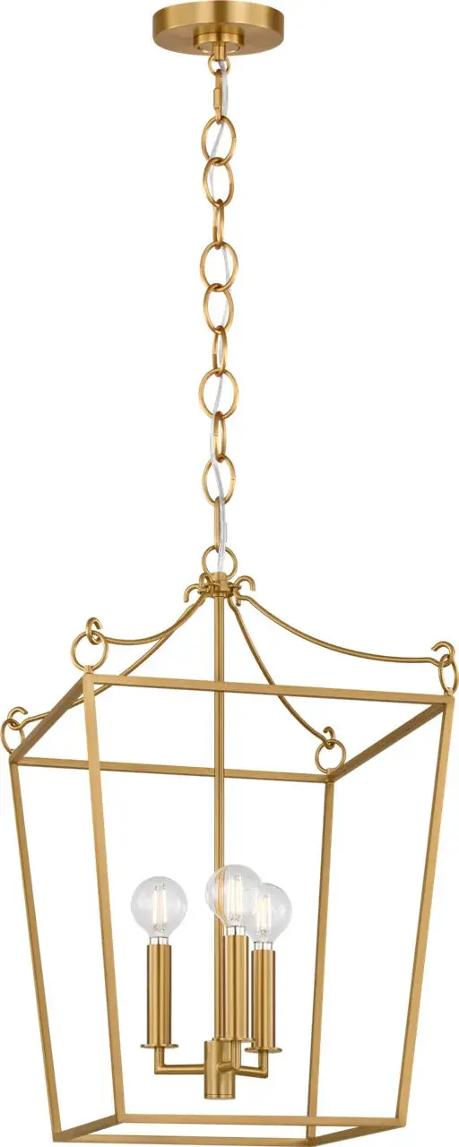 Carlyle Three Light Lantern in Burnished Brass - Image 1