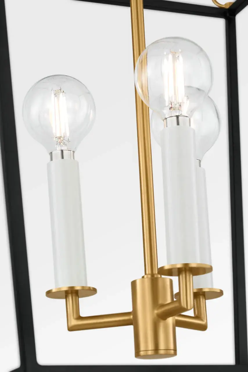 Carlyle Three Light Lantern in Midnight Black | Burnished Brass - Image 6