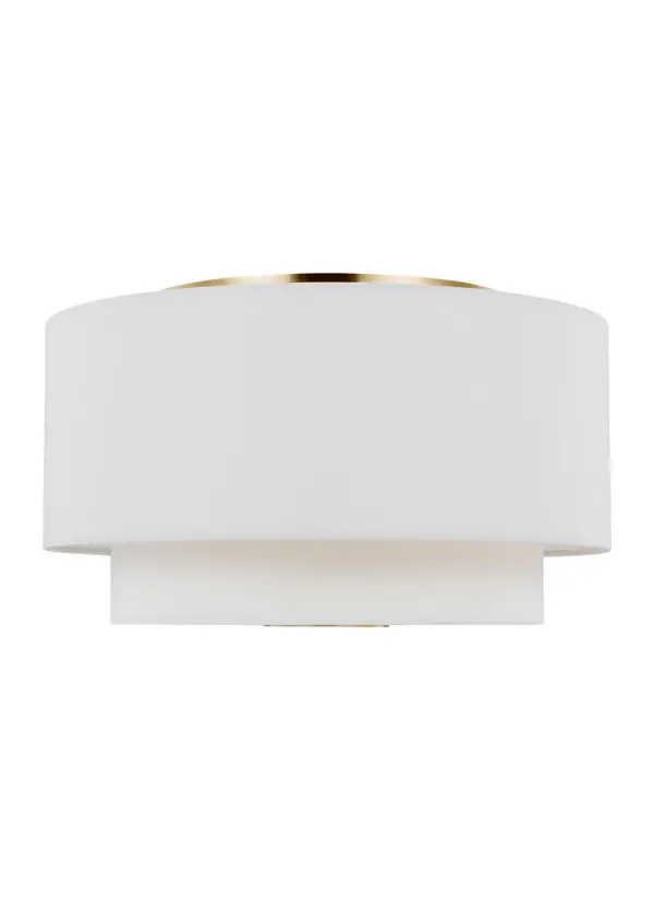 Sawyer Three Light Flush Mount in Burnished Brass