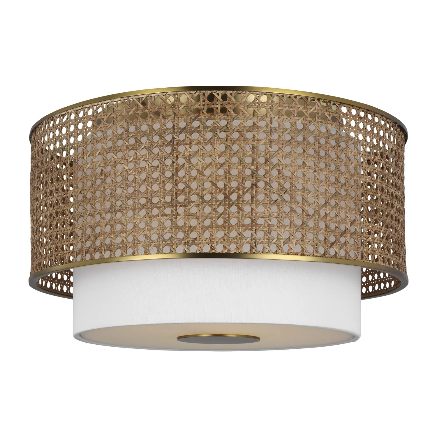 Sawyer Three Light Flush Mount in Blonde Rattan