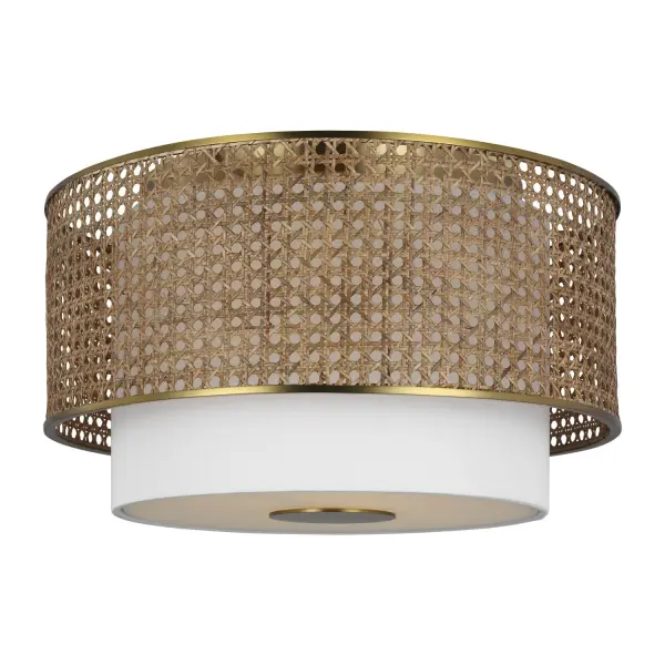 Sawyer Three Light Flush Mount in Blonde Rattan