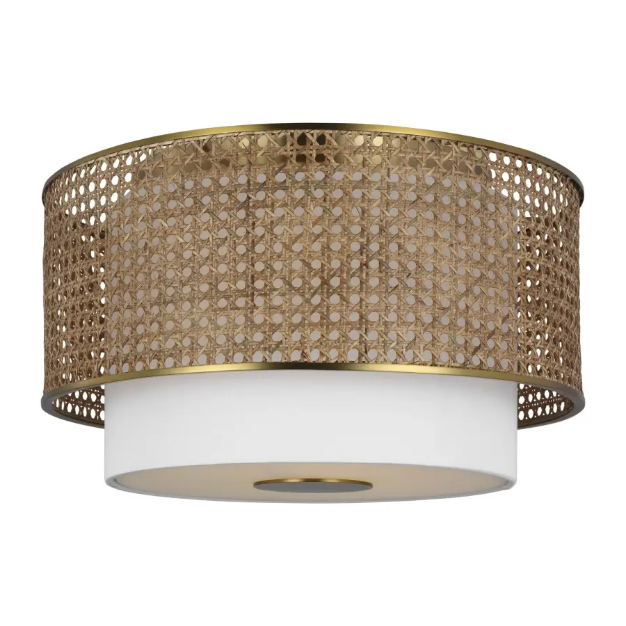 Sawyer Three Light Flush Mount in Blonde Rattan