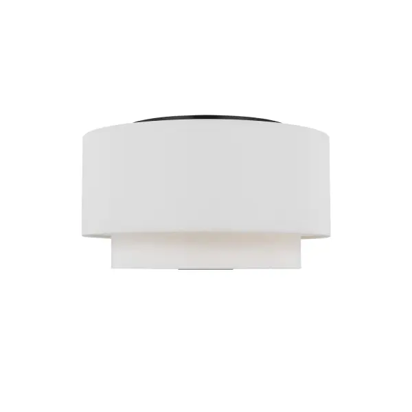 Kate Spade's Sawyer brings whimsical sophistication to ceiling lighting with graphically tapered white linen shades and midnight black finish. The 18-inch width makes it versatile for dining areas, kitchens, and entryways.