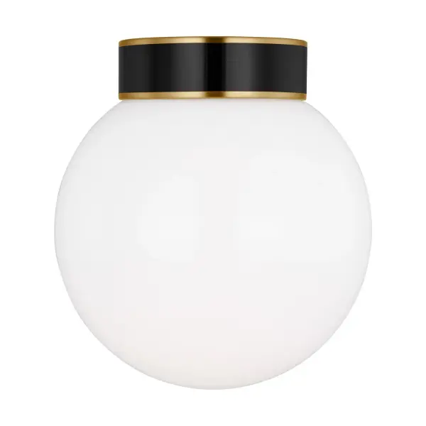 The Monroe flush mount brings kate spade new york's signature style to your ceiling with its atomic-era inspired design. The burnished brass accents and milk glass shade create a refined minimalist look with a playful twist.