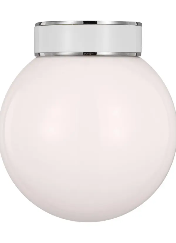 The Monroe flush mount brings kate spade new york's signature style to ceiling lighting with its atomic-era inspired design. The polished nickel finish and milk white glass create a clean, sophisticated look perfect for compact spaces.