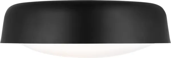 The Draper flush mount combines modern elegance with practical functionality. Its sleek midnight black finish and milk glass diffuser create ambient lighting that illuminates both upward and downward, perfect for low-ceiling spaces.