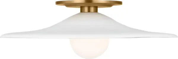 The Endicott 16" Flush Mount combines transitional elegance with practical functionality. Its burnished brass finish adds warmth while the compact profile suits rooms with standard ceiling heights. - alternate view
