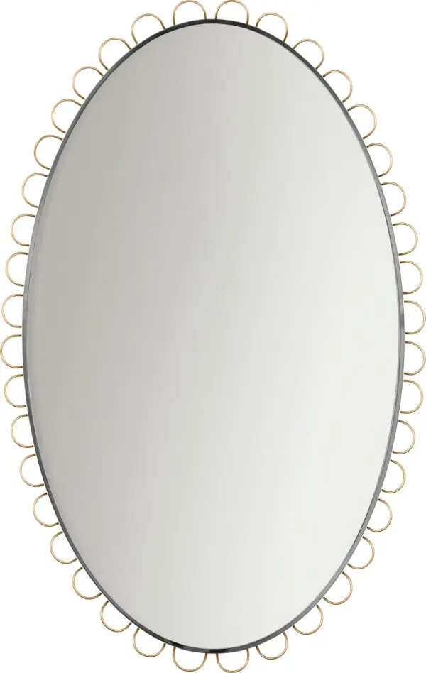 The Tirreno oval mirror brings sophisticated elegance with its generous 31x41 inch size and lustrous gild finish. Perfect for creating a focal point in bathrooms, bedrooms, or entryways with timeless transitional styling.