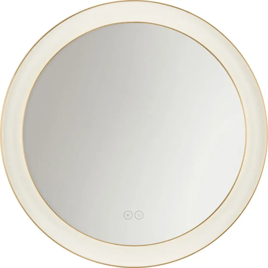 Chopin 24" Round Illuminated Mirror in Burnished Brass - Image 1