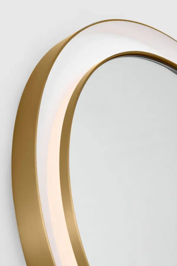 Chopin 24" Round Illuminated Mirror in Burnished Brass - Image 3