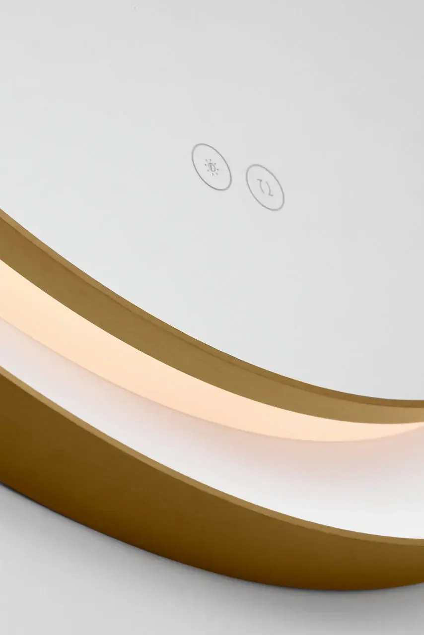 Chopin 24" Round Illuminated Mirror in Burnished Brass - Image 4