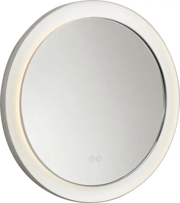 The Chopin illuminated mirror combines functional lighting with refined style. Its 24-inch round design features integrated LED backlighting and a polished nickel finish, perfect for modern bathrooms and vanity areas.