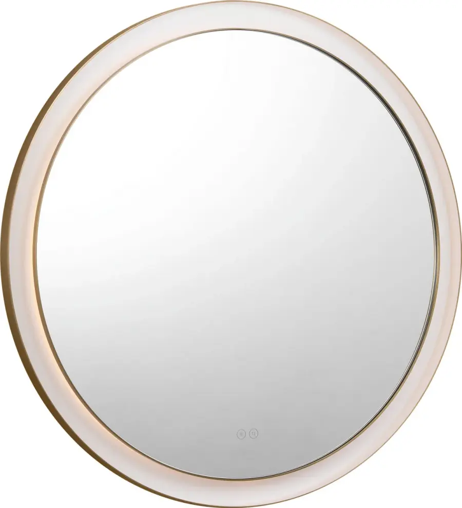 Chopin 36" Round Illuminated Mirror in Burnished Brass - Image 1