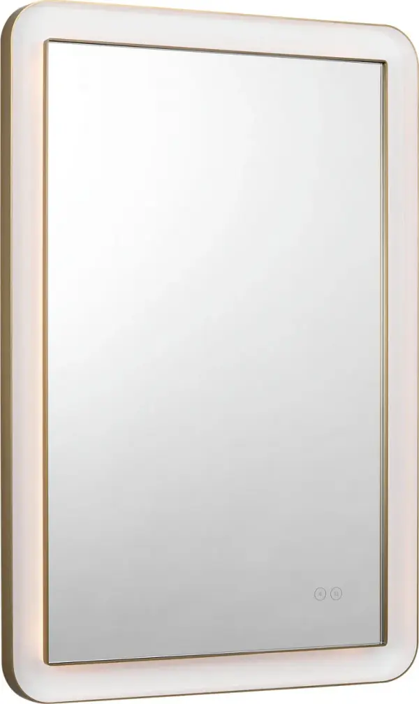Elegant Illuminated Mirror with Warm Brass Frame - Image 1