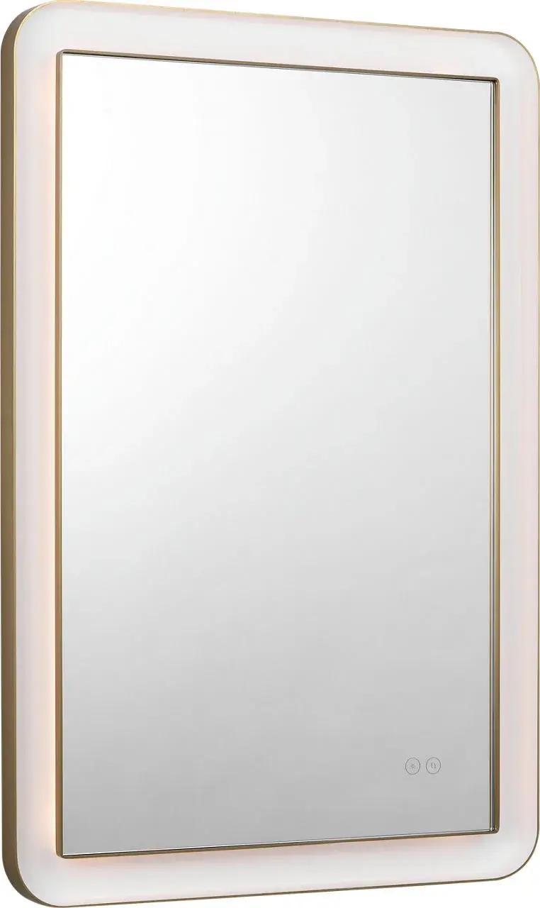 Elegant Illuminated Mirror with Warm Brass Frame - Image 1