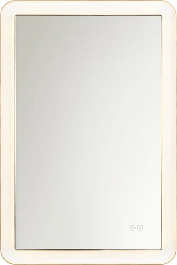 Elegant Illuminated Mirror with Warm Brass Frame - Image 2