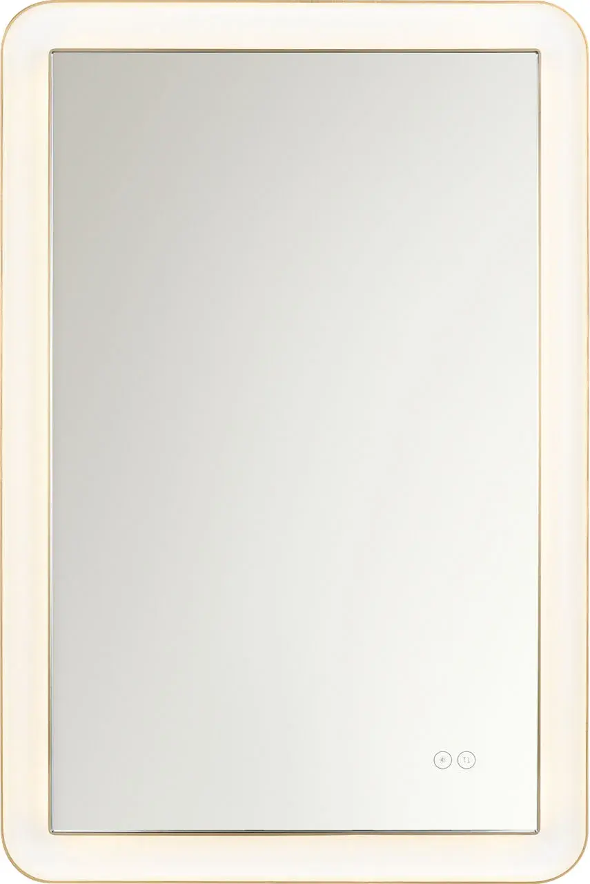 Elegant Illuminated Mirror with Warm Brass Frame - Image 2