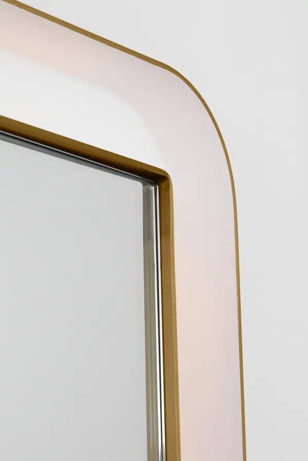 Elegant Illuminated Mirror with Warm Brass Frame - Image 4