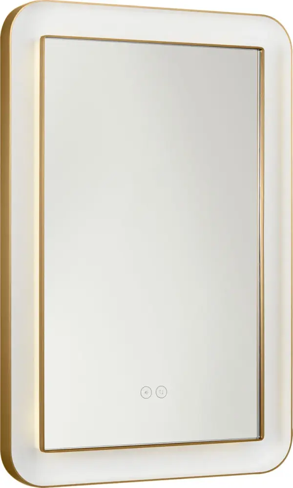 Elegant Illuminated Mirror with Warm Brass Frame - Image 1