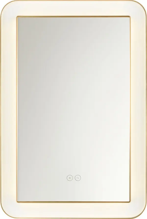 Elegant Illuminated Mirror with Warm Brass Frame - Image 2