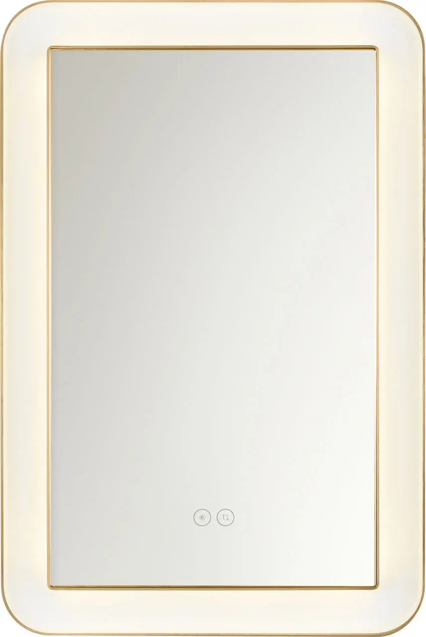 Elegant Illuminated Mirror with Warm Brass Frame - Image 2
