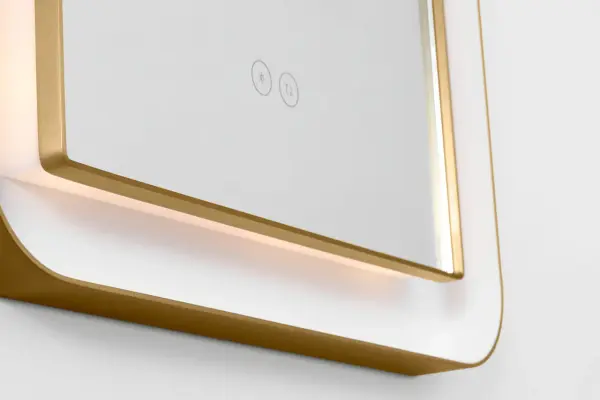 Elegant Illuminated Mirror with Warm Brass Frame - Image 4