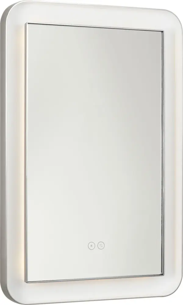 The Chopin illuminated mirror combines functional lighting with refined style. Its 18" x 27" rectangular design and polished nickel finish bring sophistication to bathrooms and dressing areas.