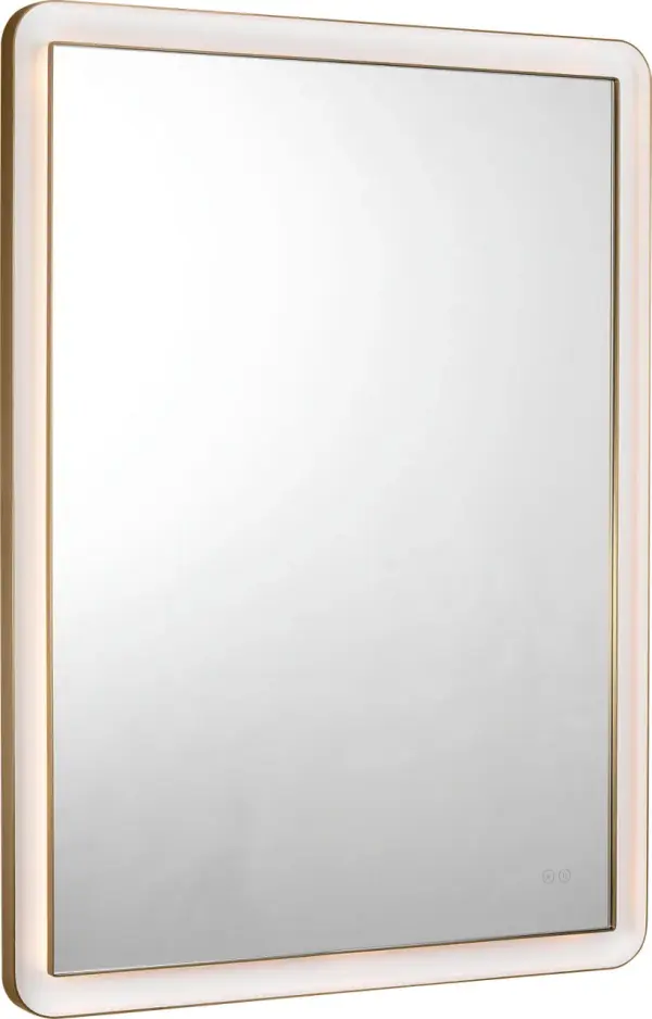 Elegant Illuminated Mirror with Warm Brass Frame - Image 1