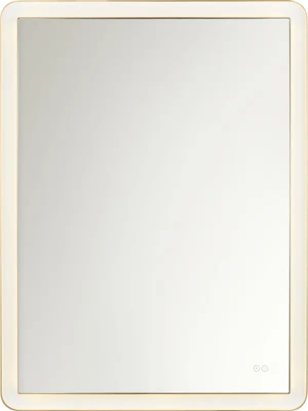 Elegant Illuminated Mirror with Warm Brass Frame - Image 4