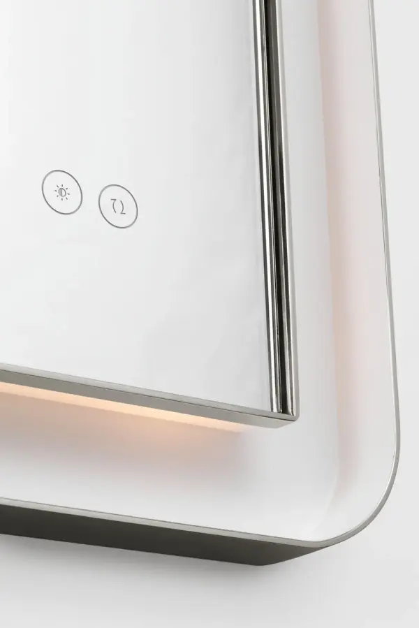 The Chopin illuminated mirror combines functional lighting with sophisticated design. Its 36" x 48" rectangular profile and polished nickel finish bring refined elegance to bathrooms and dressing areas. - alternate view