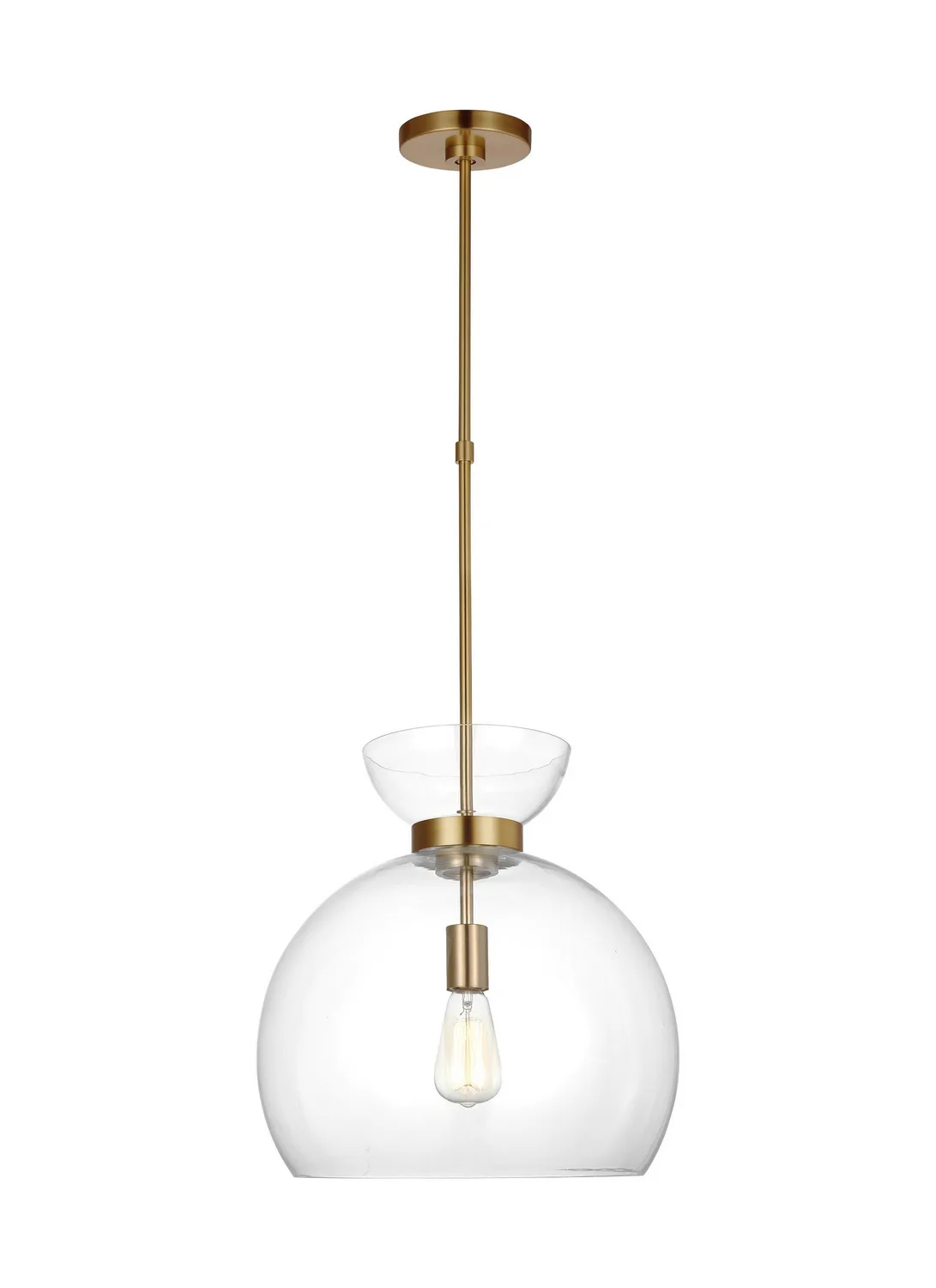 Londyn One Light Pendant in Burnished Brass with Clear Glass