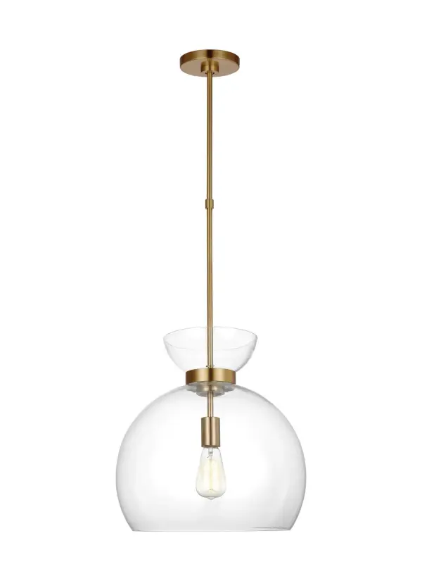 Londyn One Light Pendant in Burnished Brass with Clear Glass